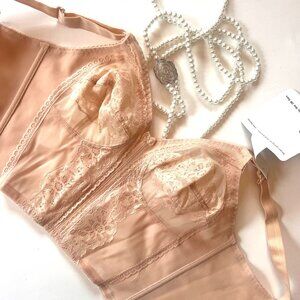 Vintage Marianne by Spirite Full-Figure Longline Wireless Corset Bra 34C in Nude